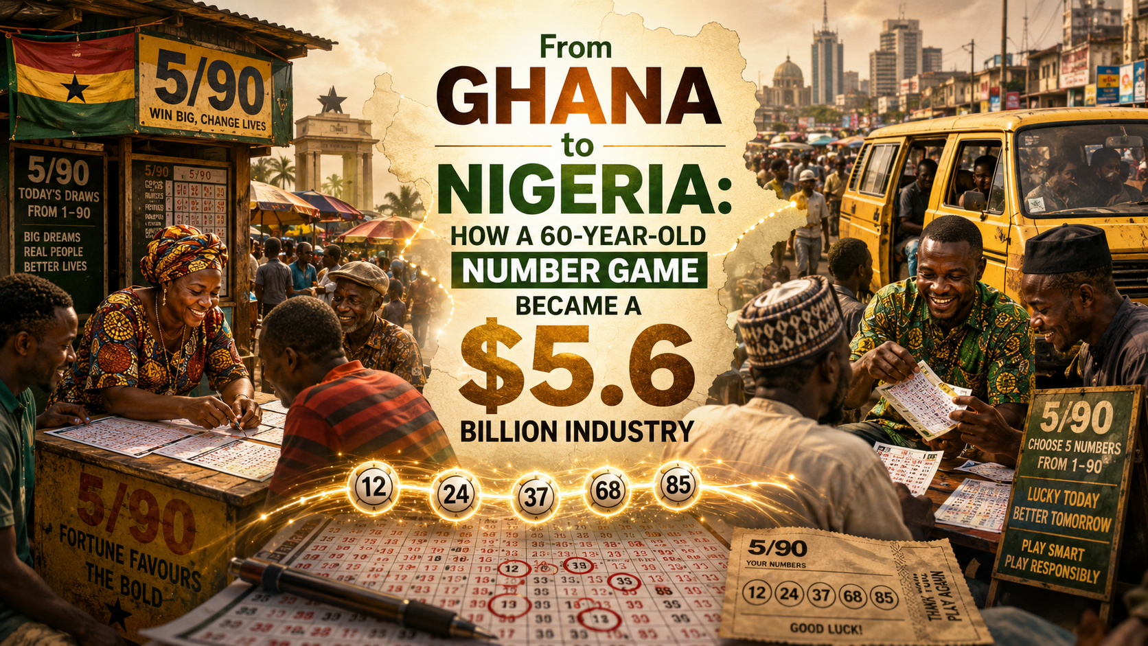 5/90 lottery players in Ghana and Nigeria market scene with $5.6 billion industry headline